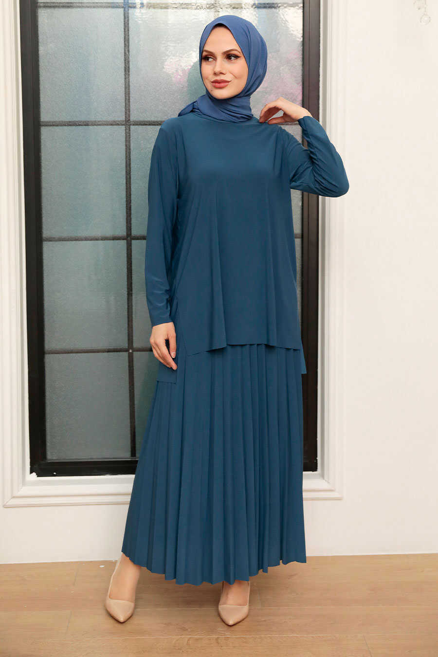 Indigo Blue Hijab Suit Dress 41258IM