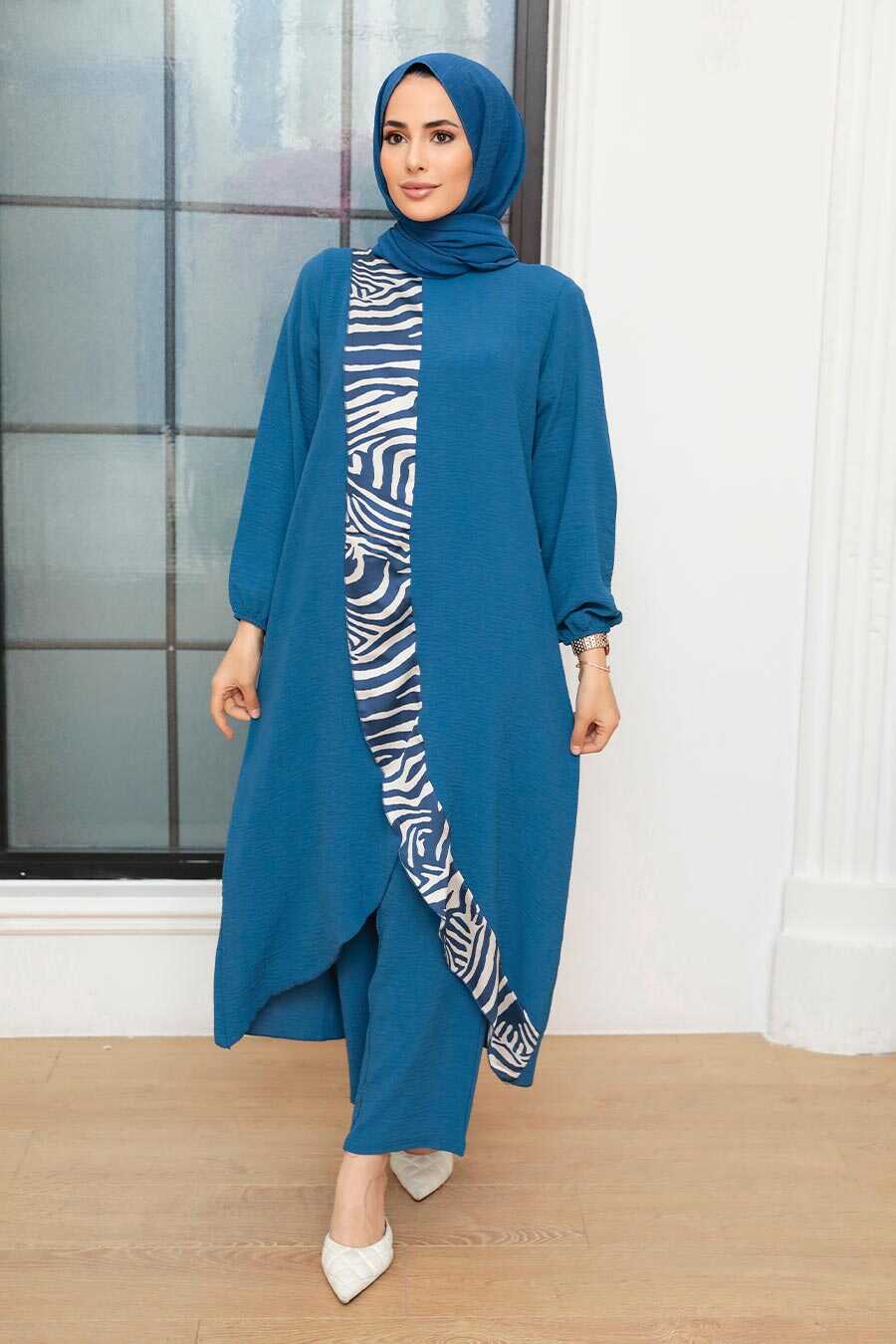 İndigo Blue Hijab Suit Dress 7686IM