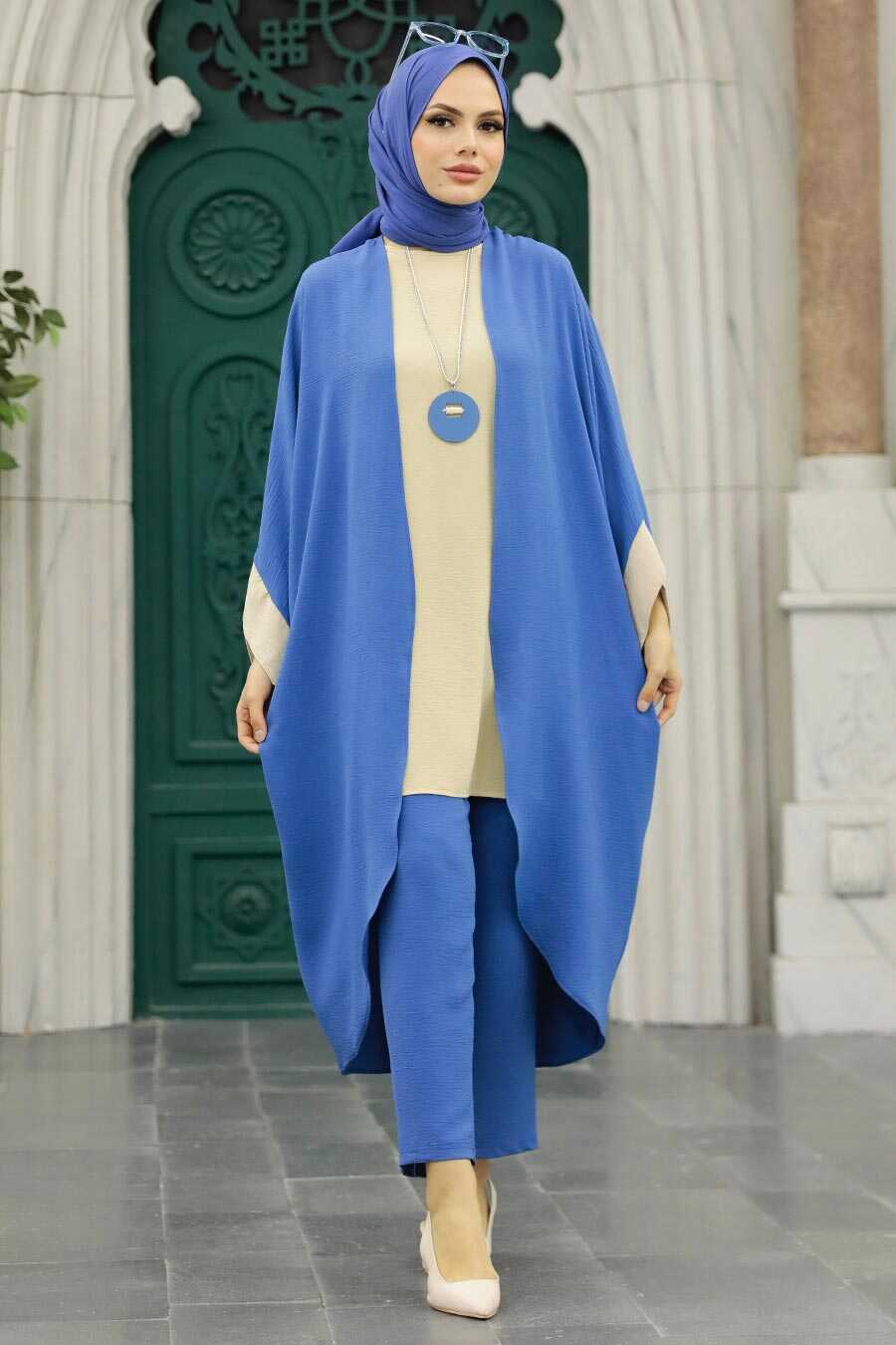 İndigo Blue Hijab Triple Suit 52261IM