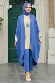İndigo Blue Hijab Triple Suit 52261IM - Thumbnail