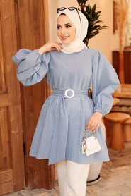 İndigo Blue Hijab Tunic 40681IM - Thumbnail