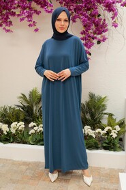 İndigo Blue Hijab Turkish Abaya 17801IM - Thumbnail