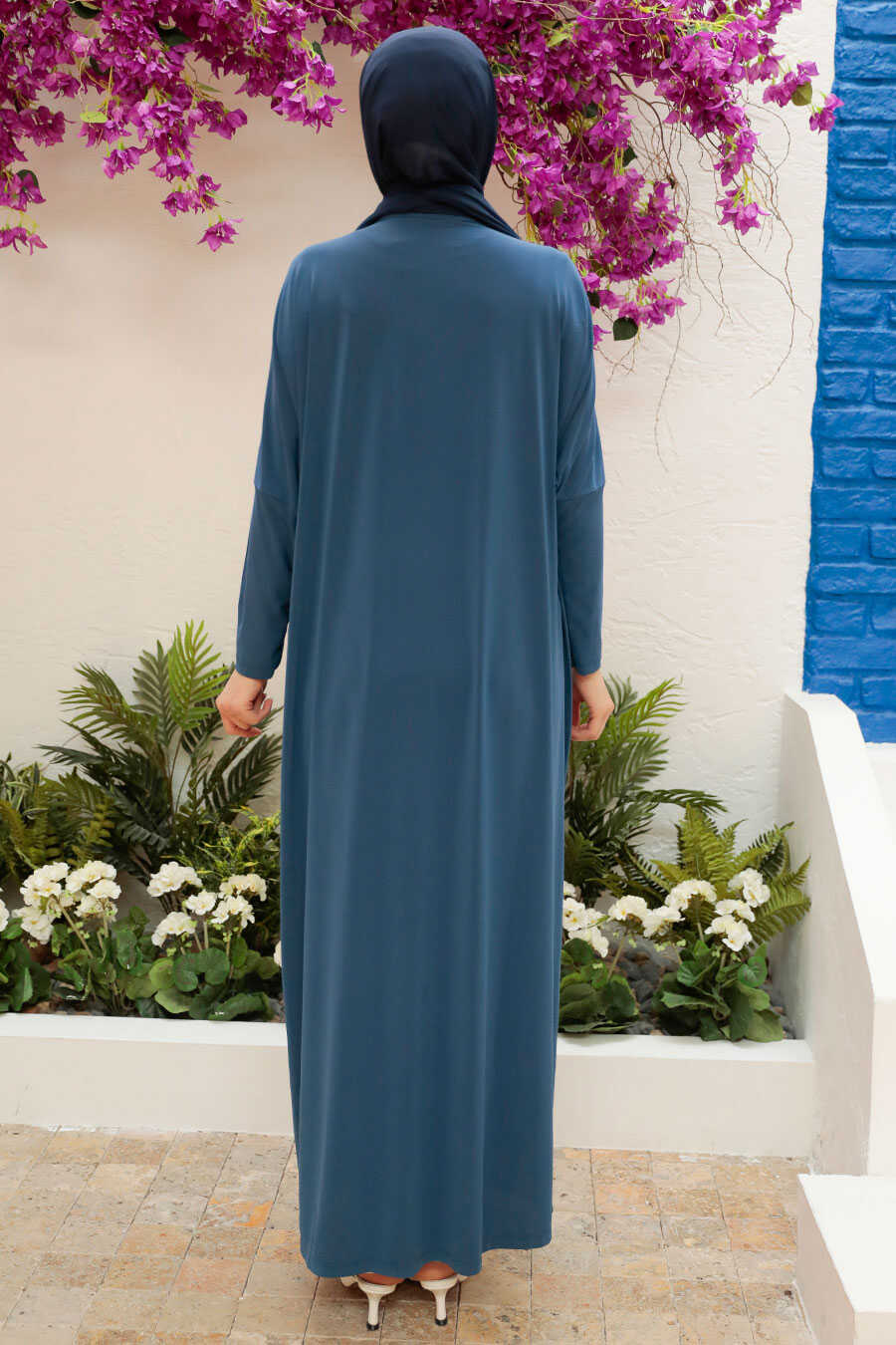 İndigo Blue Hijab Turkish Abaya 17801IM