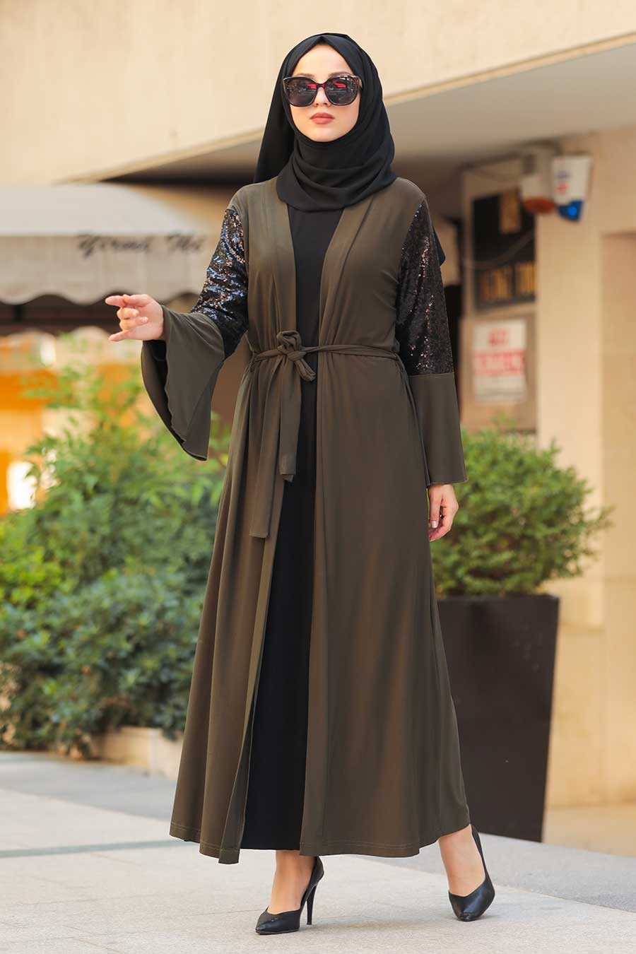 Khaki Hijab Abaya 6310HK - Neva-style.com