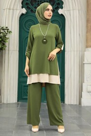 Khaki Hijab Double Suit 52251HK - Thumbnail