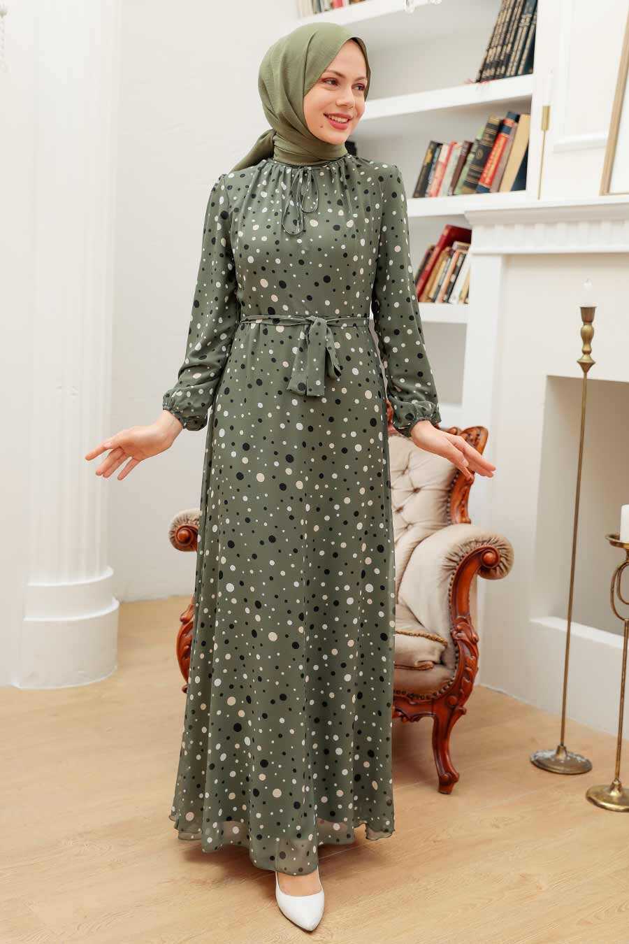 Khaki Hijab Dress 279065HK