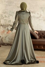Khaki Hijab Evening Dress 22401HK - Thumbnail