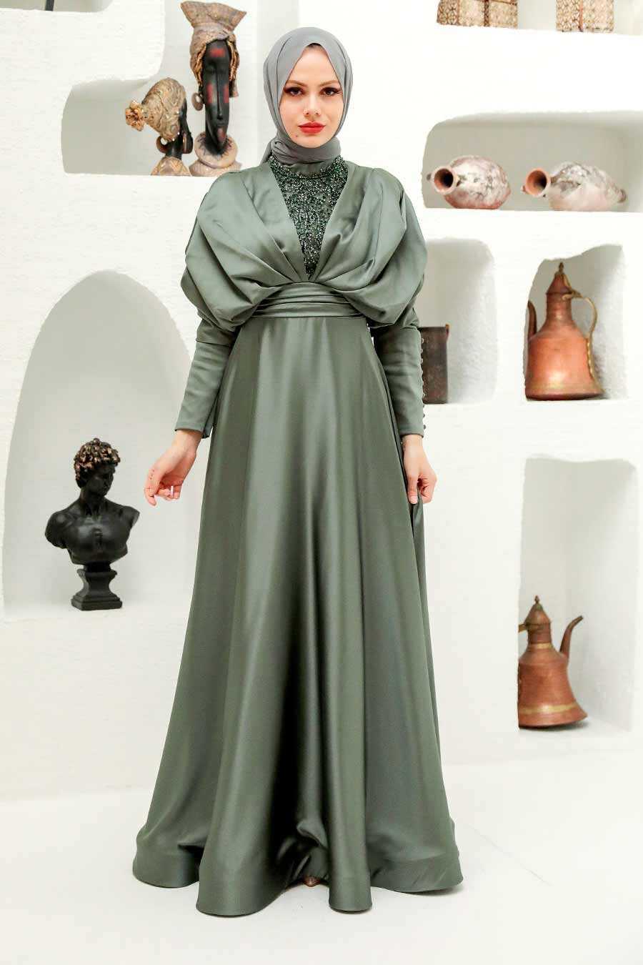 Neva Style - Luxorious Khaki Modest Islamic Clothing Prom Dress 22451HK