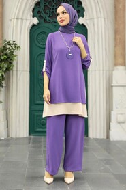 Lila Hijab Double Suit 52251LILA - Thumbnail