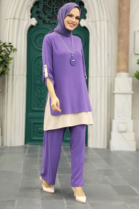 Lila Hijab Double Suit 52251LILA - Neva-style.com
