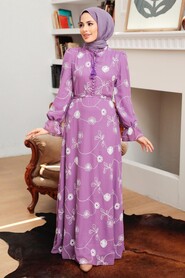 Lila Hijab Dress 32944LILA - Thumbnail