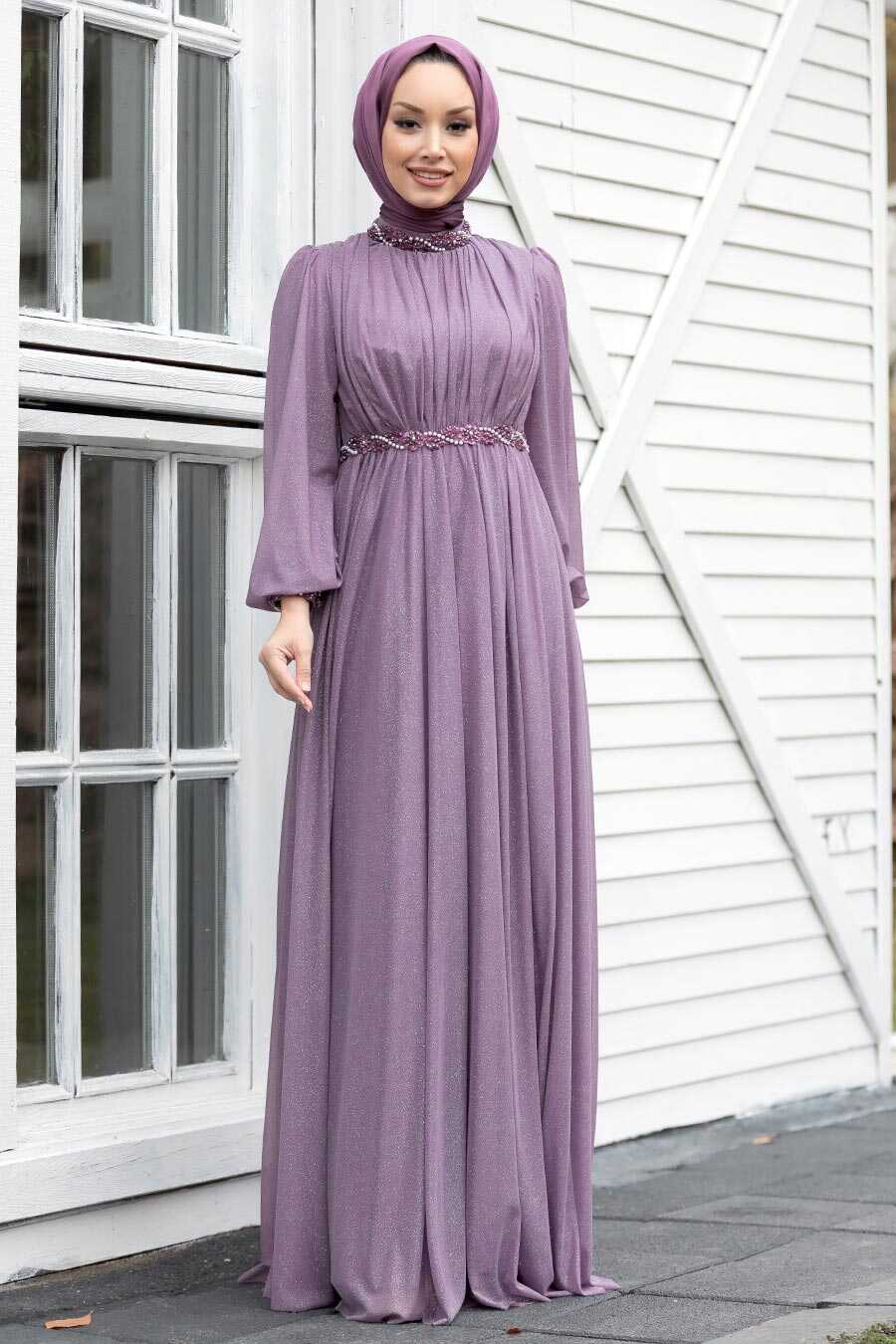 Lila Hijab Evening Dress 21680LILA - Neva-style.com