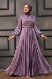 Lila Hijab Evening Dress 2212LILA - Thumbnail