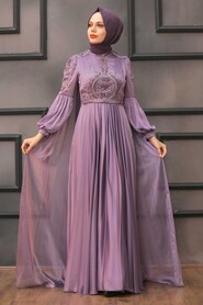 Lila Hijab Evening Dress 2212LILA - Thumbnail
