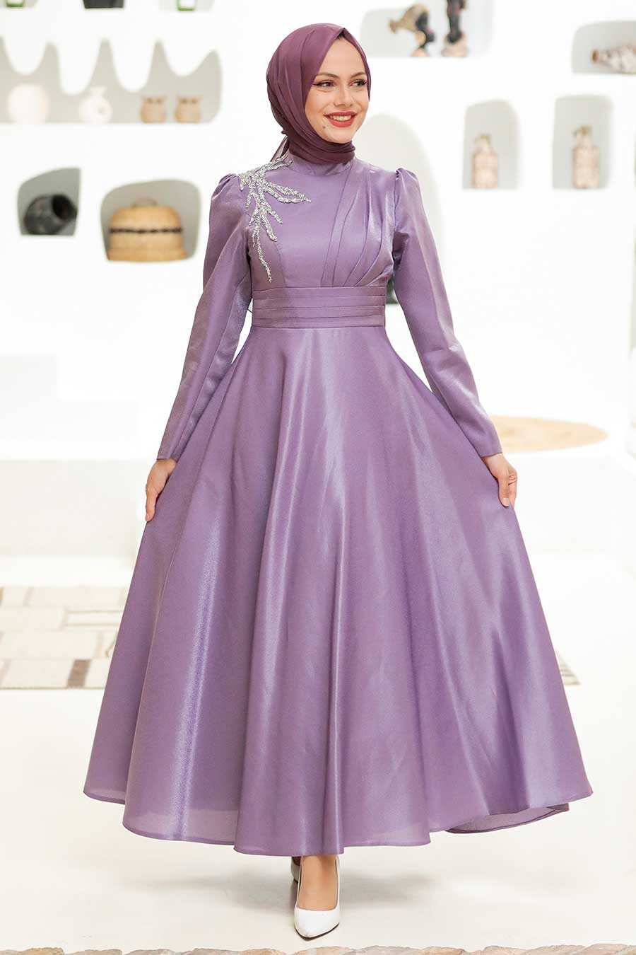 Neva Style - Lila Turkish Hijab Evening Dress 22301LILA