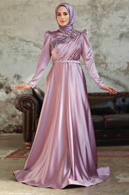 Lila Hijab Evening Dress 22401LILA - Thumbnail
