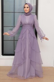Lila Hijab Evening Dress 22480LILA - Thumbnail