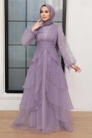 Lila Hijab Evening Dress 22480LILA - Thumbnail