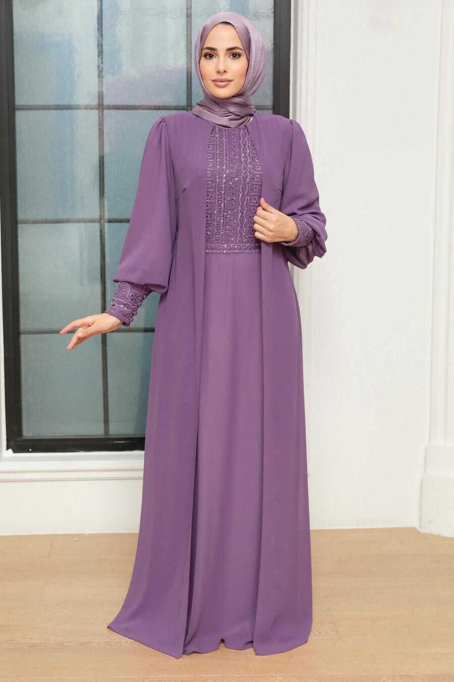 Lila Hijab Evening Dress 25814LILA