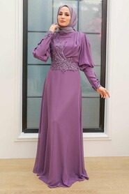 Lila Hijab Evening Dress 25817LILA - Thumbnail