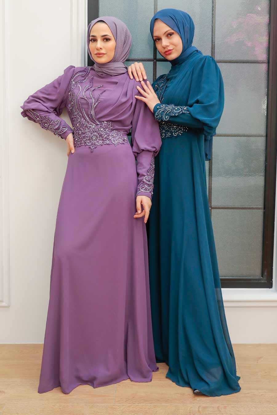 Lila Hijab Evening Dress 25817LILA