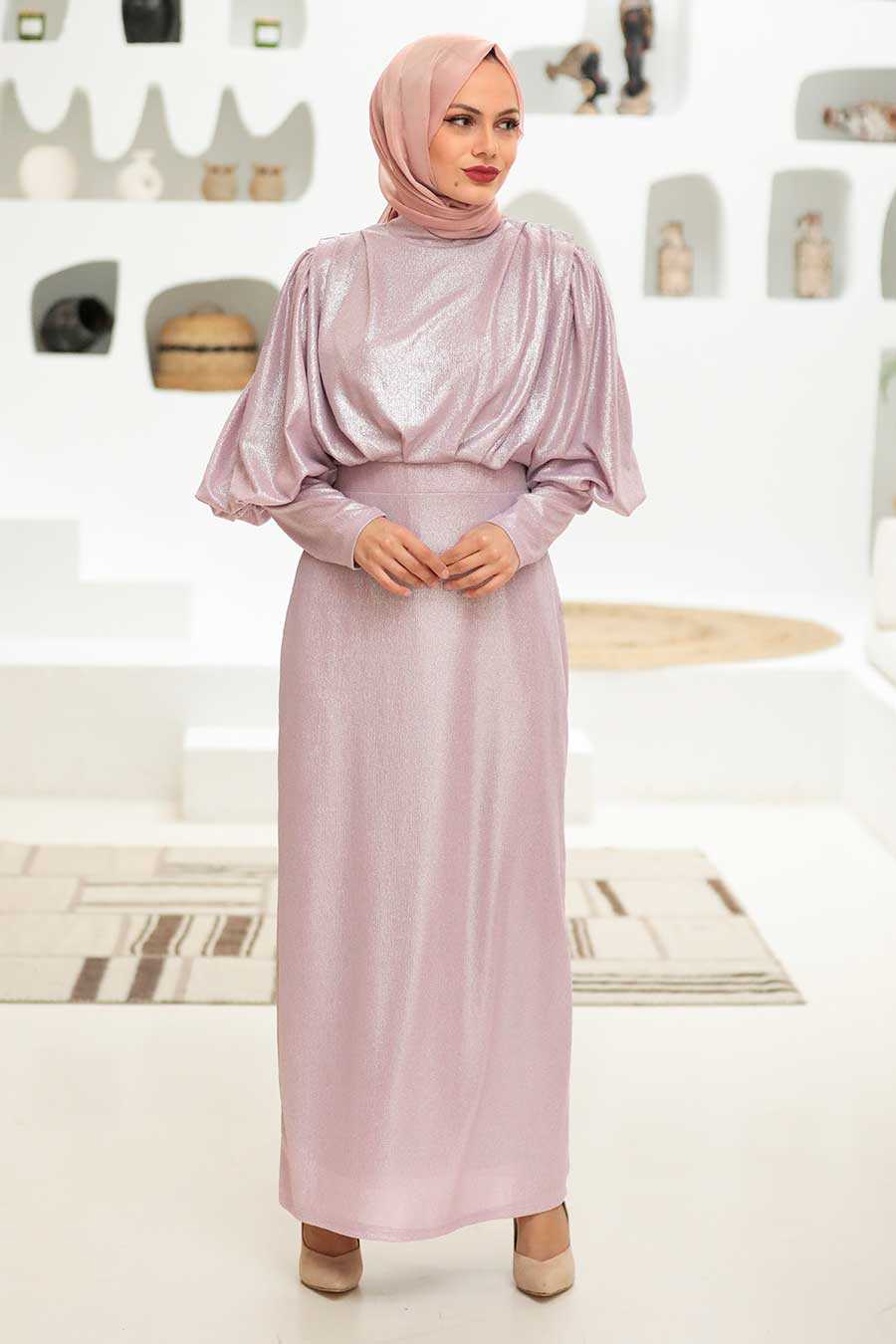 Lila Hijab Evening Dress 32321LILA