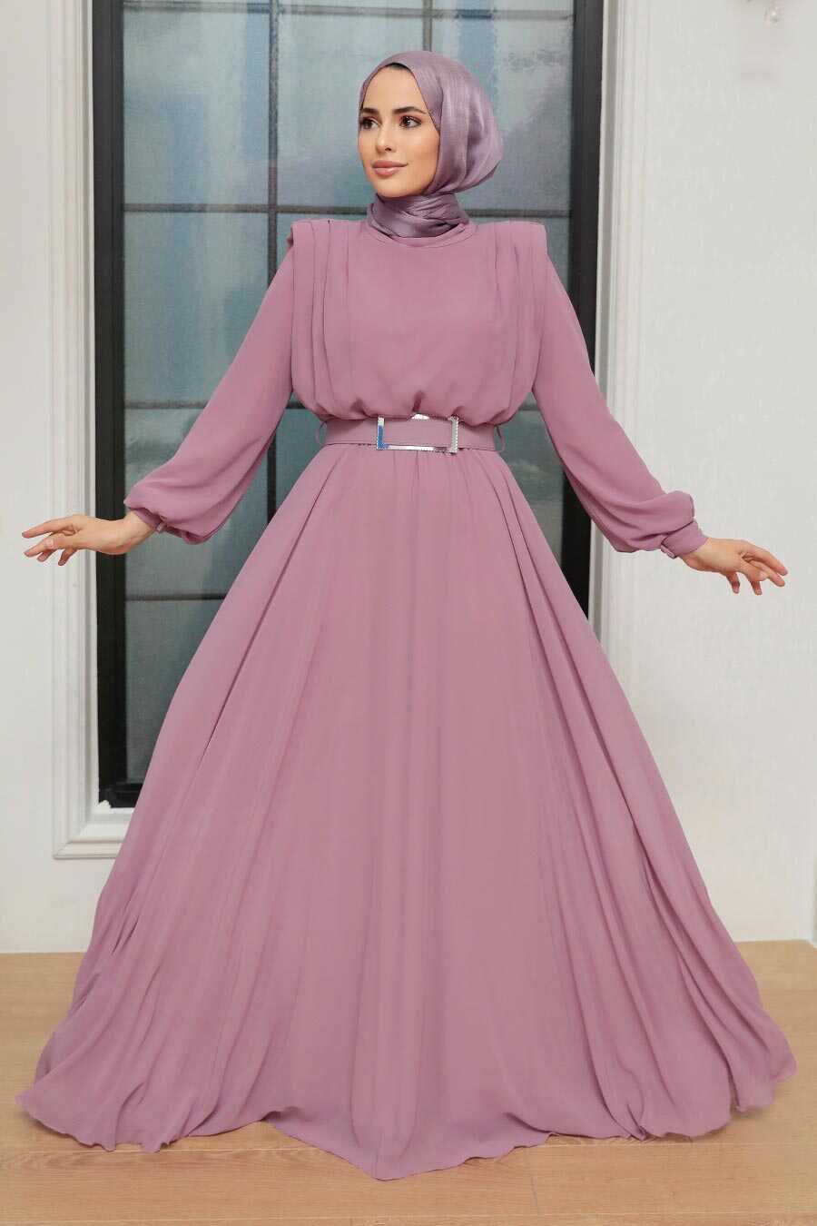 Lila Hijab Evening Dress 36050LILA