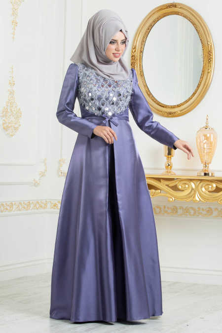 Lila Hijab Evening Dress 3755KLILA