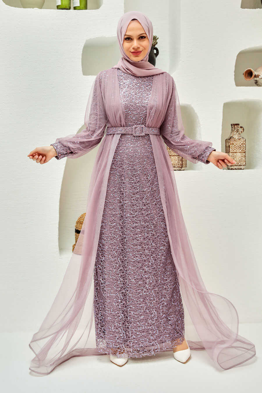 Lila Hijab Evening Dress 56291LILA