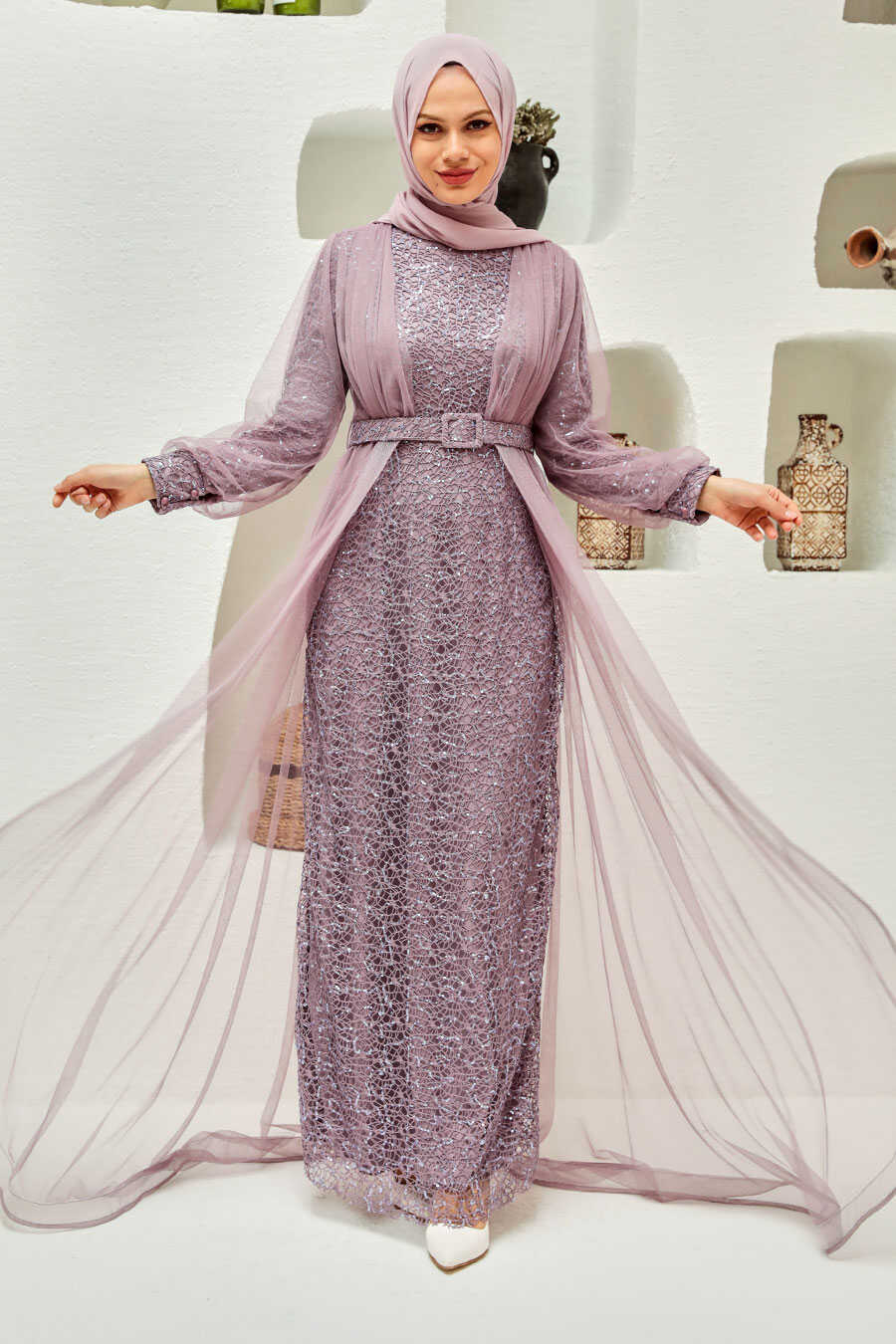 Lila Hijab Evening Dress 56291LILA