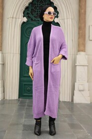 Lila Hijab Knitwear Cardigan 4182LILA - Thumbnail