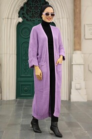 Lila Hijab Knitwear Cardigan 4182LILA - Thumbnail