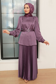 Lila Hijab Suit Dress 34621LILA - Thumbnail