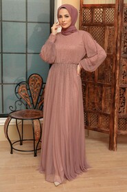 Mink Hijab Evening Dress 20951V - Thumbnail