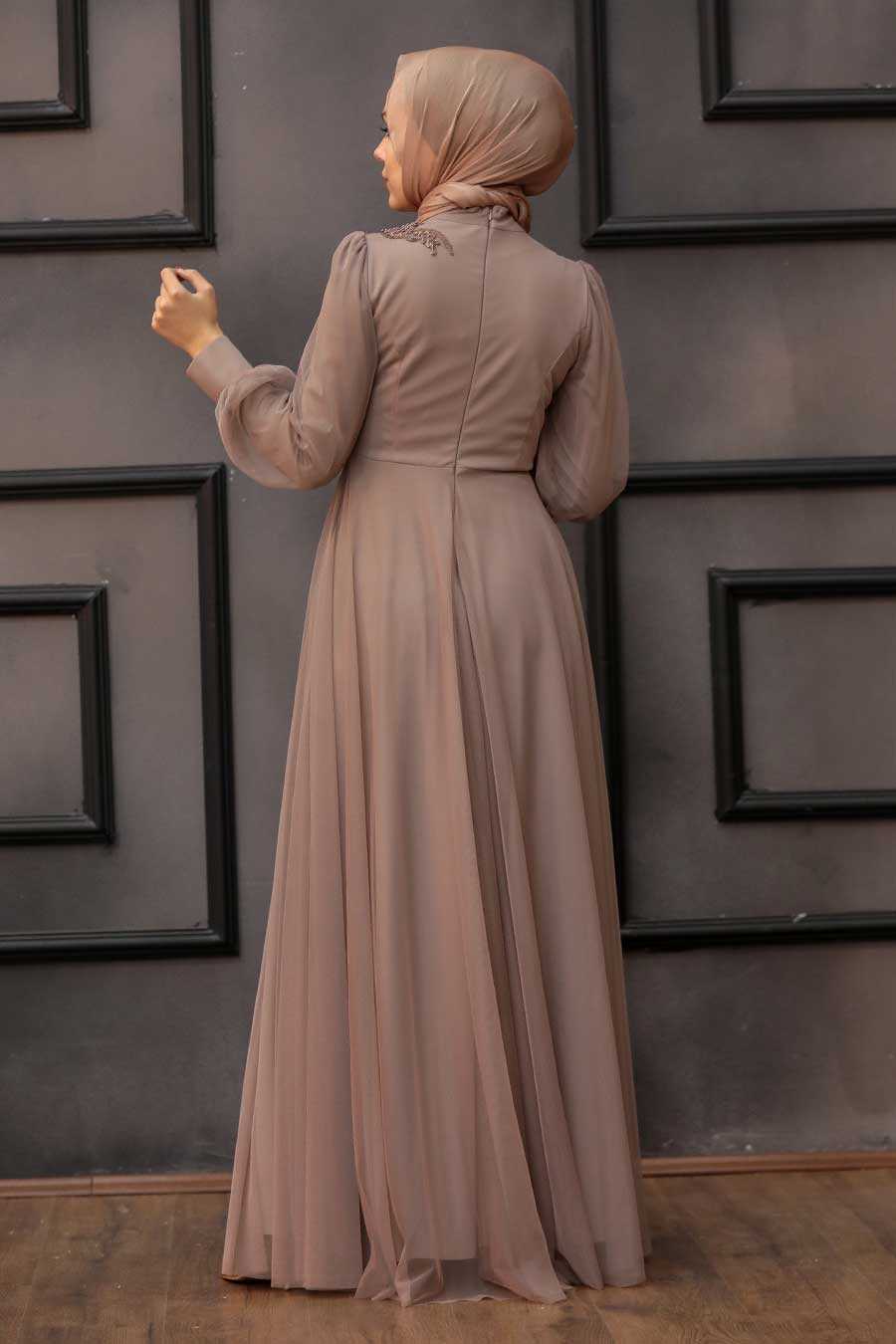 Mink Hijab Evening Dress 22061V