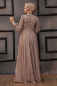 Mink Hijab Evening Dress 22061V - Thumbnail