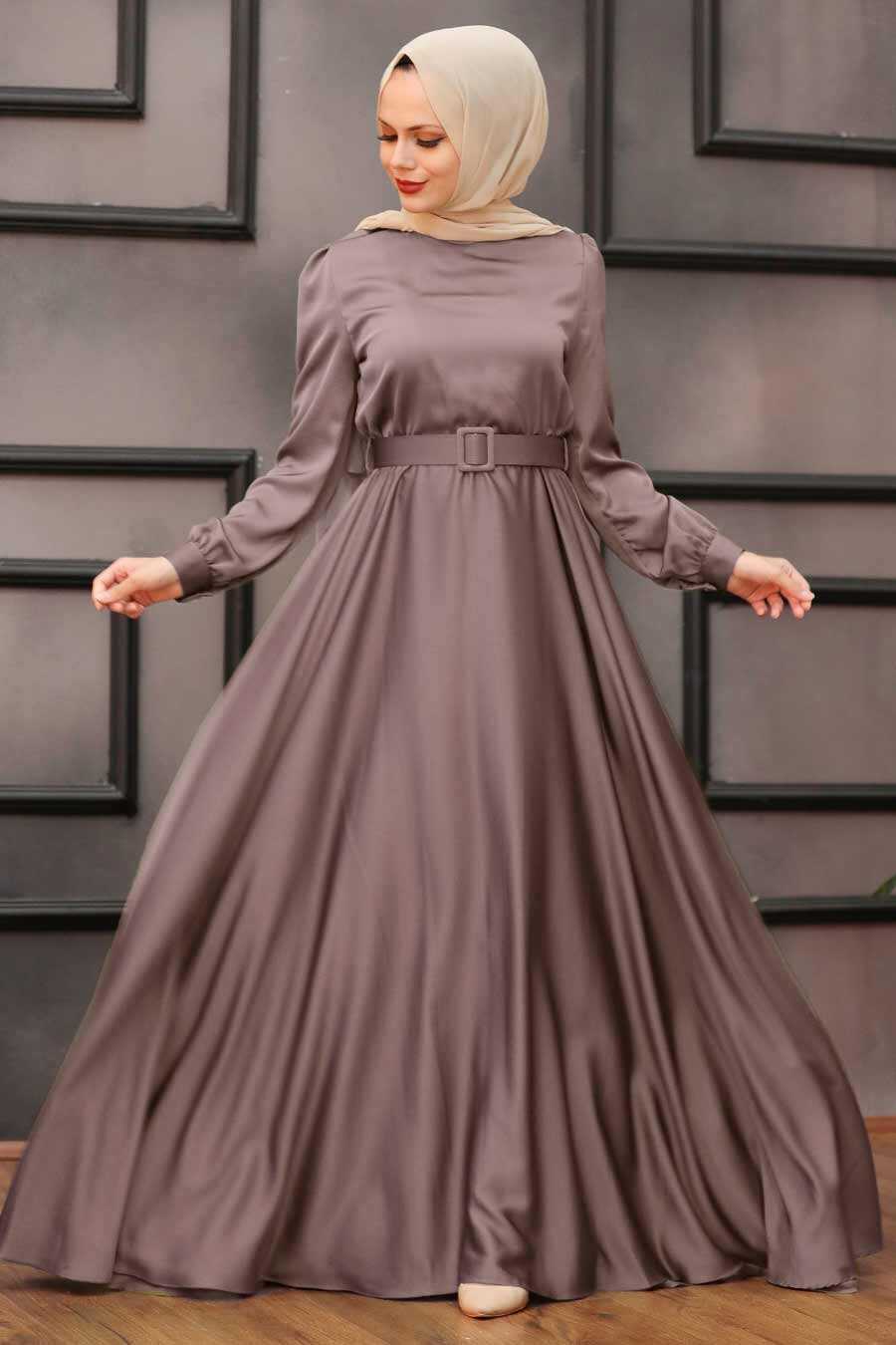 Mink Hijab Evening Dress 28890V