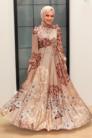 Neva Style - Luxury Mink Islamic Bridesmaid Dress 3432V - Thumbnail