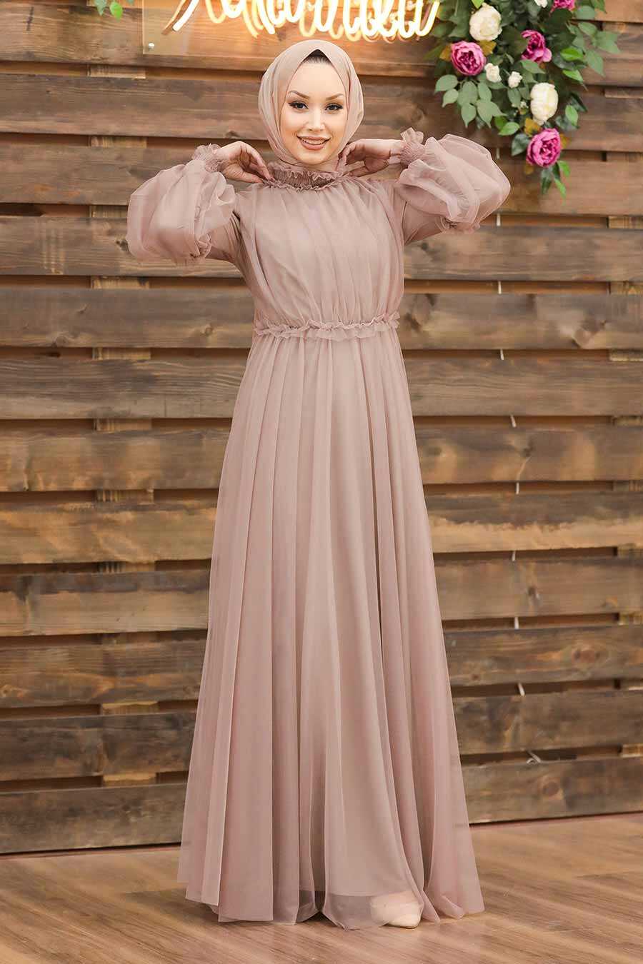 Neva Style - Luxorious Mink Muslim Wedding Gown 5474V