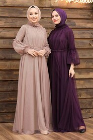 Neva Style - Luxorious Mink Muslim Wedding Gown 5474V - Thumbnail