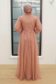 Mink Hijab Evening Dress 9170V - Thumbnail