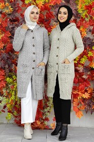 Mink Hijab Knitwear Cardigan 70710V - Thumbnail