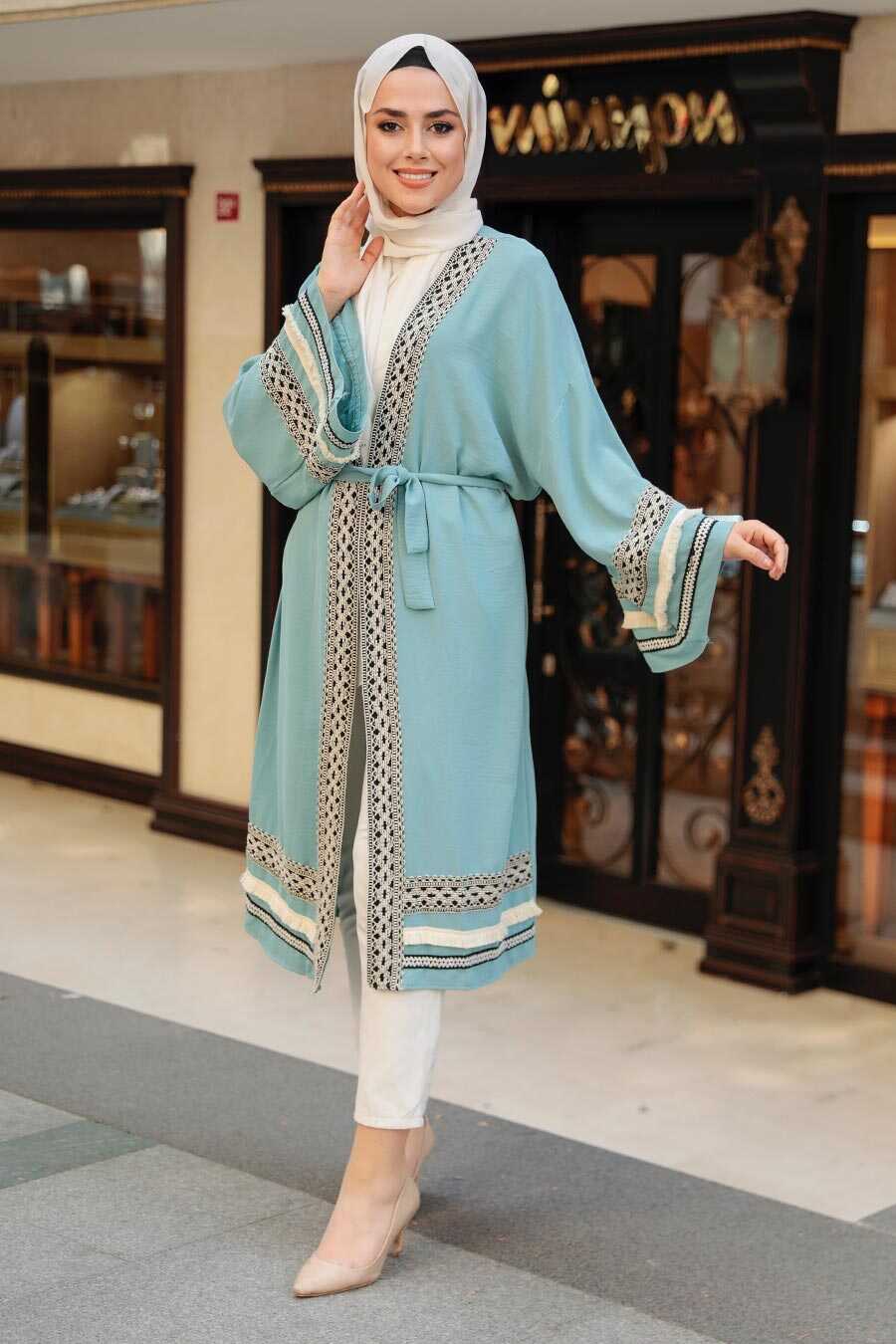 Mint Blue Hijab Kimono 10455MINTM