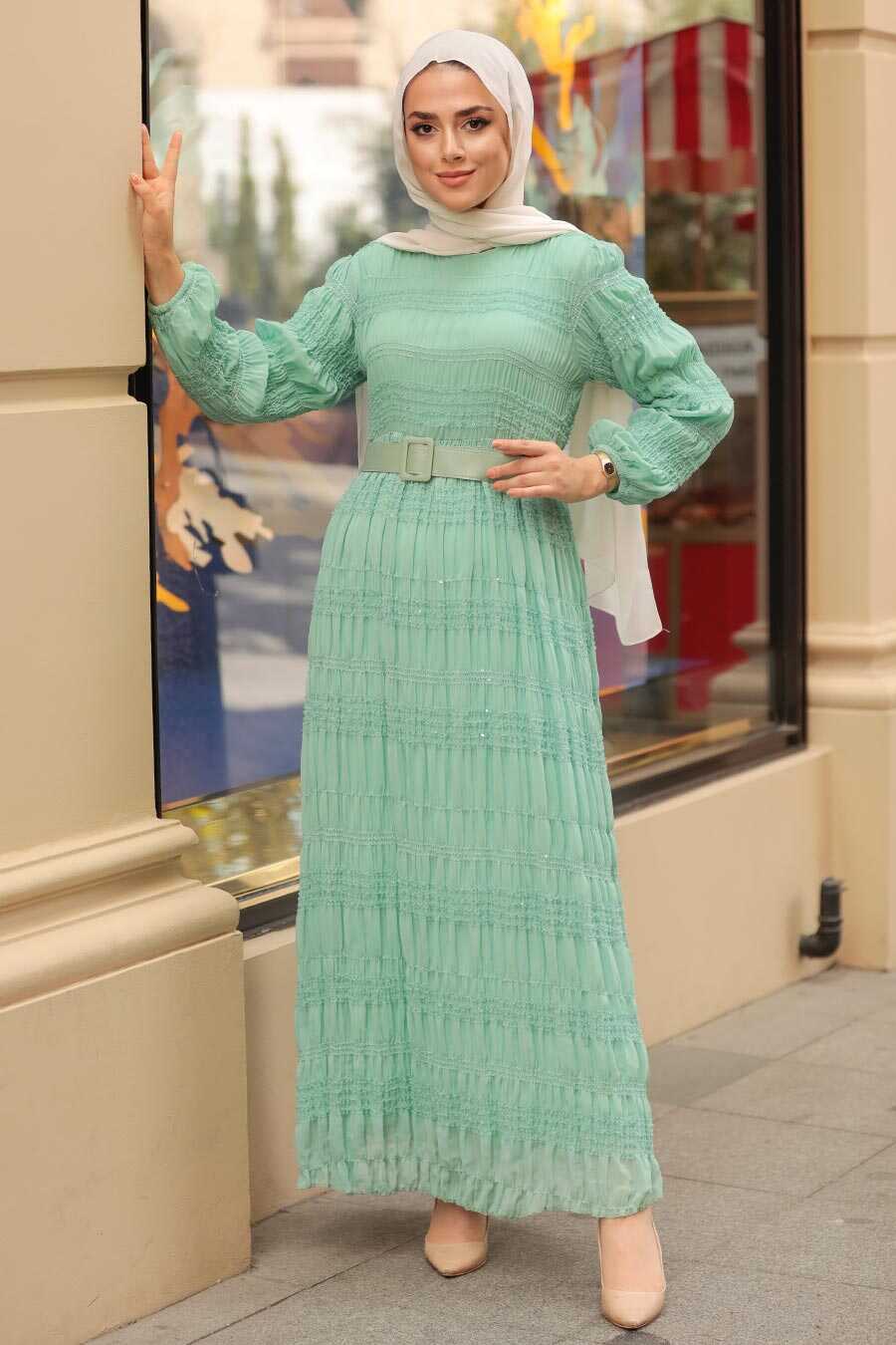 Mint Hijab Dress 10079MINT