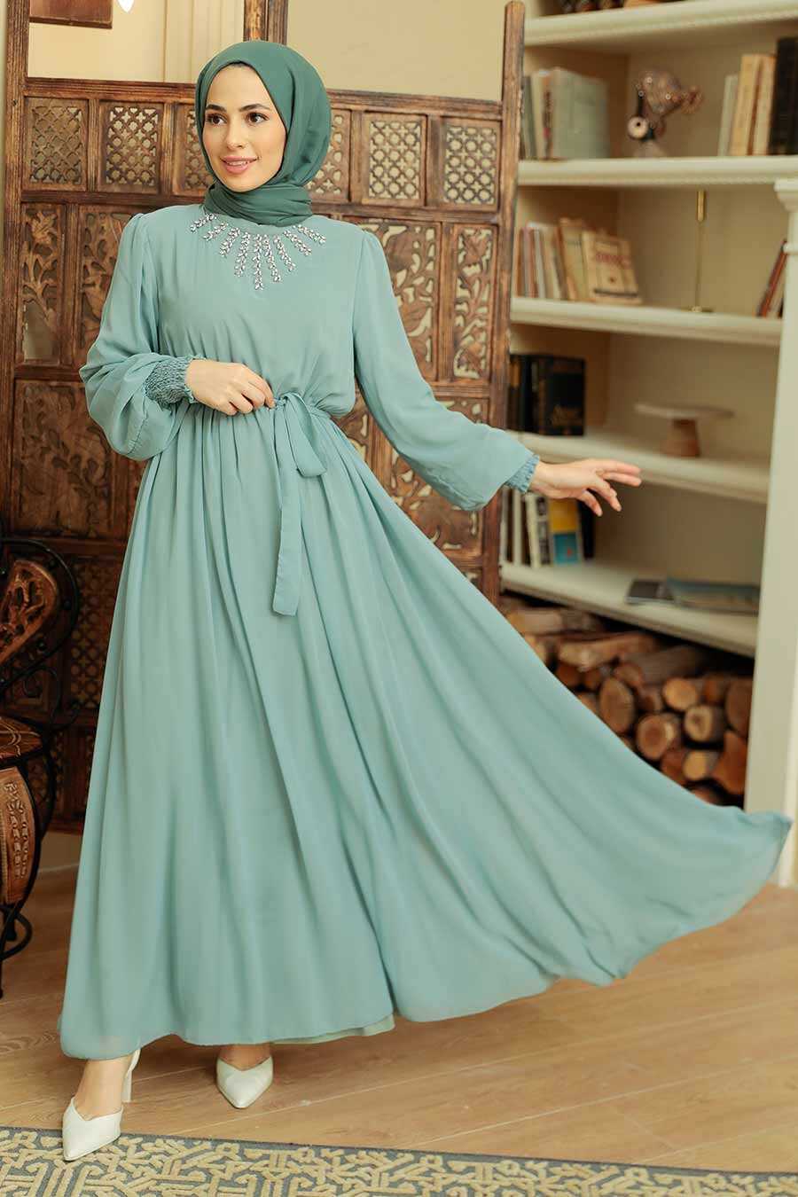 Mint Hijab Dress 10411MINT