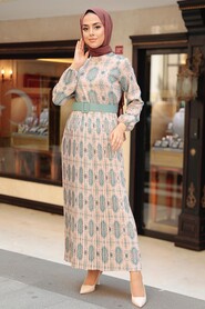 Mint Hijab Dress 11801MINT - Thumbnail