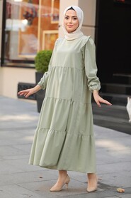 Mint Hijab Dress 7688MINT - Thumbnail