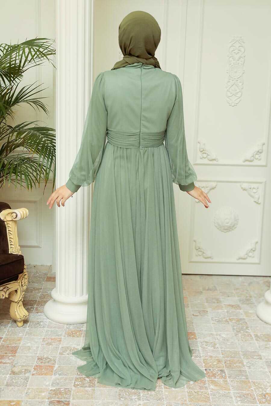 Mint Hijab Evening Dress 22070MINT