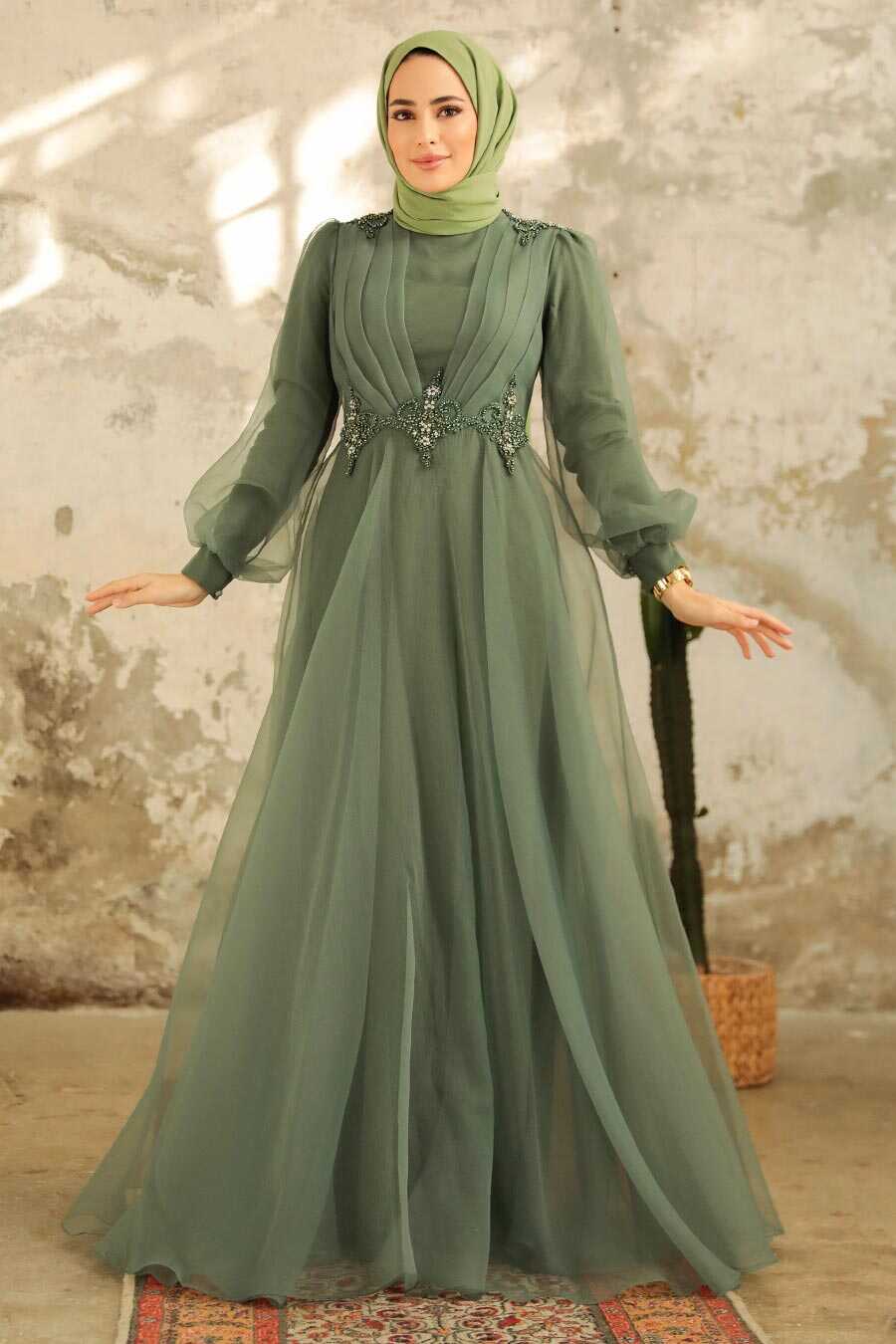 Neva Style - Stylish Mint Muslim Bridal Dress 22571MINT
