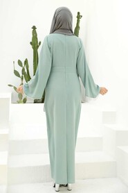 Mint Hijab Evening Dress 33150MINT - Thumbnail
